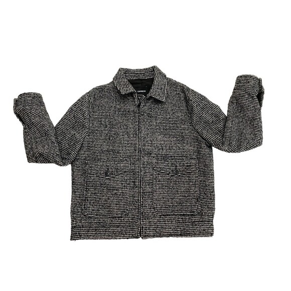 Express Mens Textured Houndstooth Wool Blend Trucker JacketPrint 11 Size Large